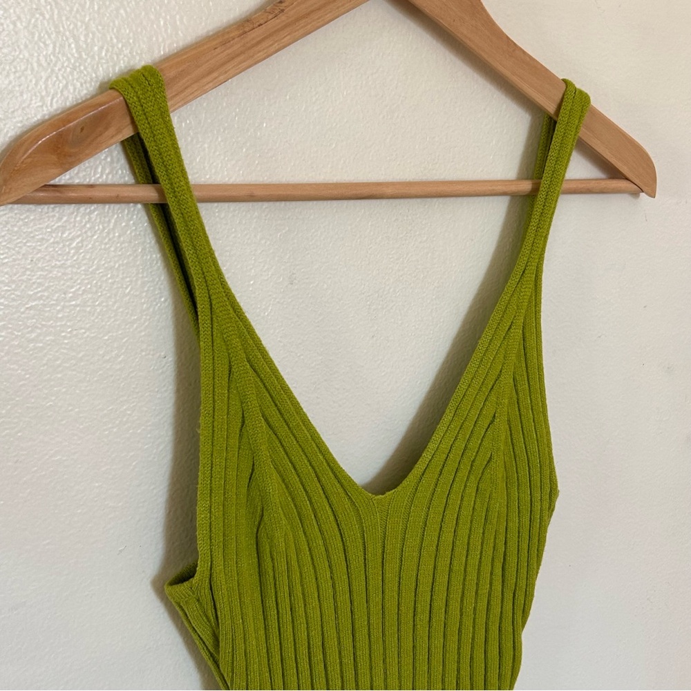 Lime Green Ribbed Dress